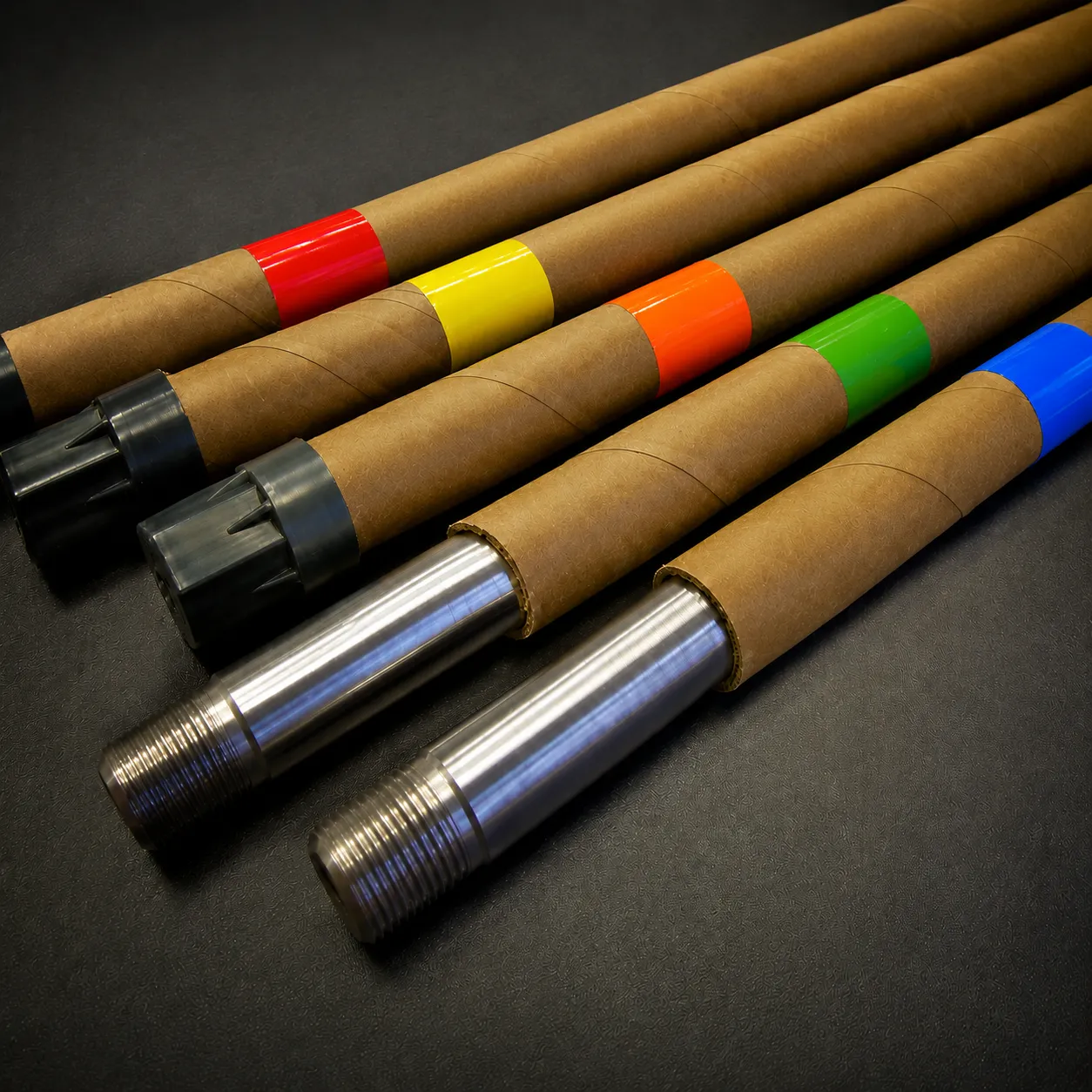Polish rods with colour-coded metal ends
